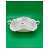 White Milk Glass Handled Dish