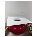 Red and White Glass Vase