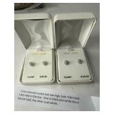 Two Pairs of 10kt Gold Crystal Earrings