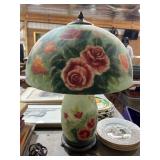 Hand-Painted Floral Glass Table Lamp