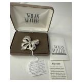 Nolan Miller Silver & Crystal Bow Pin