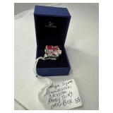 Large Signed Swarovski Crystal Pansy Ring