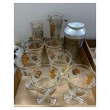 MCM Glassware Set With Gold Leaf Design