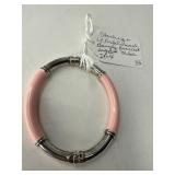 Sterling and Pink Enamel Bangle Bracelet