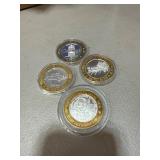 Four Collectible .999 Silver Tokens