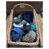 Wicker Basket With Assorted Fabric Rolls