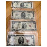 Four U.S. Red & Green Seal Notes