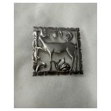 Sterling Silver Deer Motif Brooch