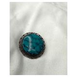 Sterling Silver 925 Brooch with Turquoise