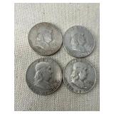 1949 Franklin Half Dollar Coins (Lot of 4)