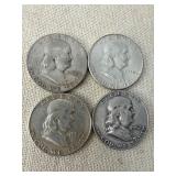 1952 Franklin Half Dollar Lot of Four