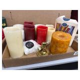 Candles And Brass Holder Lot