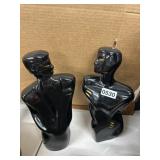 13" Black Ceramic Figurine Pair