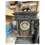 Bronze Lion-Decorated Mantel Clock