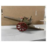 Vintage Metal Toy Cannon with Red Wheels
