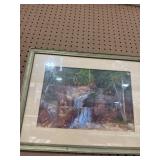 Framed Waterfall Landscape Painting