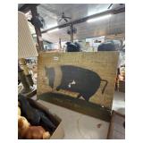 Wooden Sign With Pig Design, 24x18 Inches