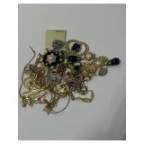 Jewelry Lot with Brooches & Chains