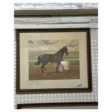 Framed Horse Artwork Signed 