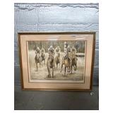 Framed Horse Racing Art Print, 28x22"