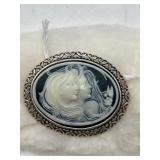 Sterling Jezzlaine Double Cameo Pin