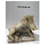 Antique Marble Boar Figurine on Base, 89"