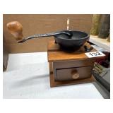 Wood and Cast Iron Coffee Grinder