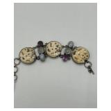 Sterling Silver and Carved Bone Bracelet