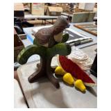Hand-Painted Wooden Bird with Fruit