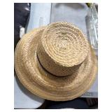 Handwoven Straw Hat With Green Trim