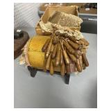 Wooden Lace Bobbin and Pillow Set