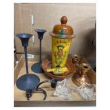 Candle Holders and Porcelain Bird Feeder