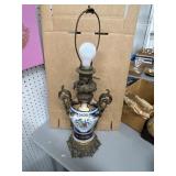 Ornate Metal and Porcelain Table Lamp