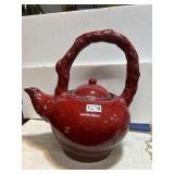 Large Ceramic Teapot, Red Glaze, 16x15