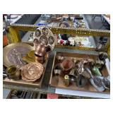 Shelf Lot of Brass and Metalware
