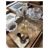 Glassware and Bronze Lamp Base