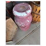 Red Painted Metal Milk Can