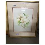 Signed Framed watercolor Floral Artwork, 1923