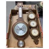 Wood-Framed Barometer and Thermometer Set