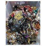 Plastic Bin of Assorted Costume Jewelry
