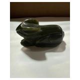 Small Green Stone Rabbit Figurine