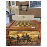 John Deere Wooden Storage Box With Checkerboard To