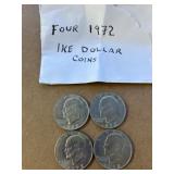 Four 1972 Eisenhower Dollars