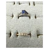10k Gold Rings With Sapphire and CZ