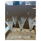 Six Waterford Crystal Champagne Flutes