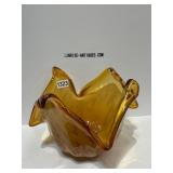 Murano Amber Glass Freeform Bowl