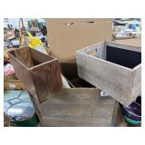 Three Wooden Boxes with Umbrella and Cane