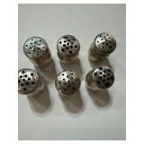 Six Silver Salt Shakers