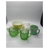 5-Piece Glass and Milk Glass Kitchenware Set