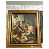 Oil Painting of Children Signed by Marlioz